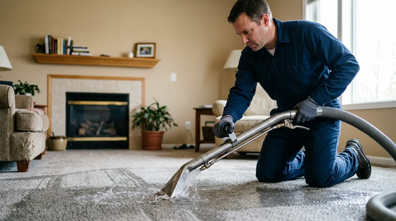 Water damage restoration technician working near Scranton, IA